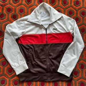 Lacoste White, Red, and Brown Track Jacket Men's size 4